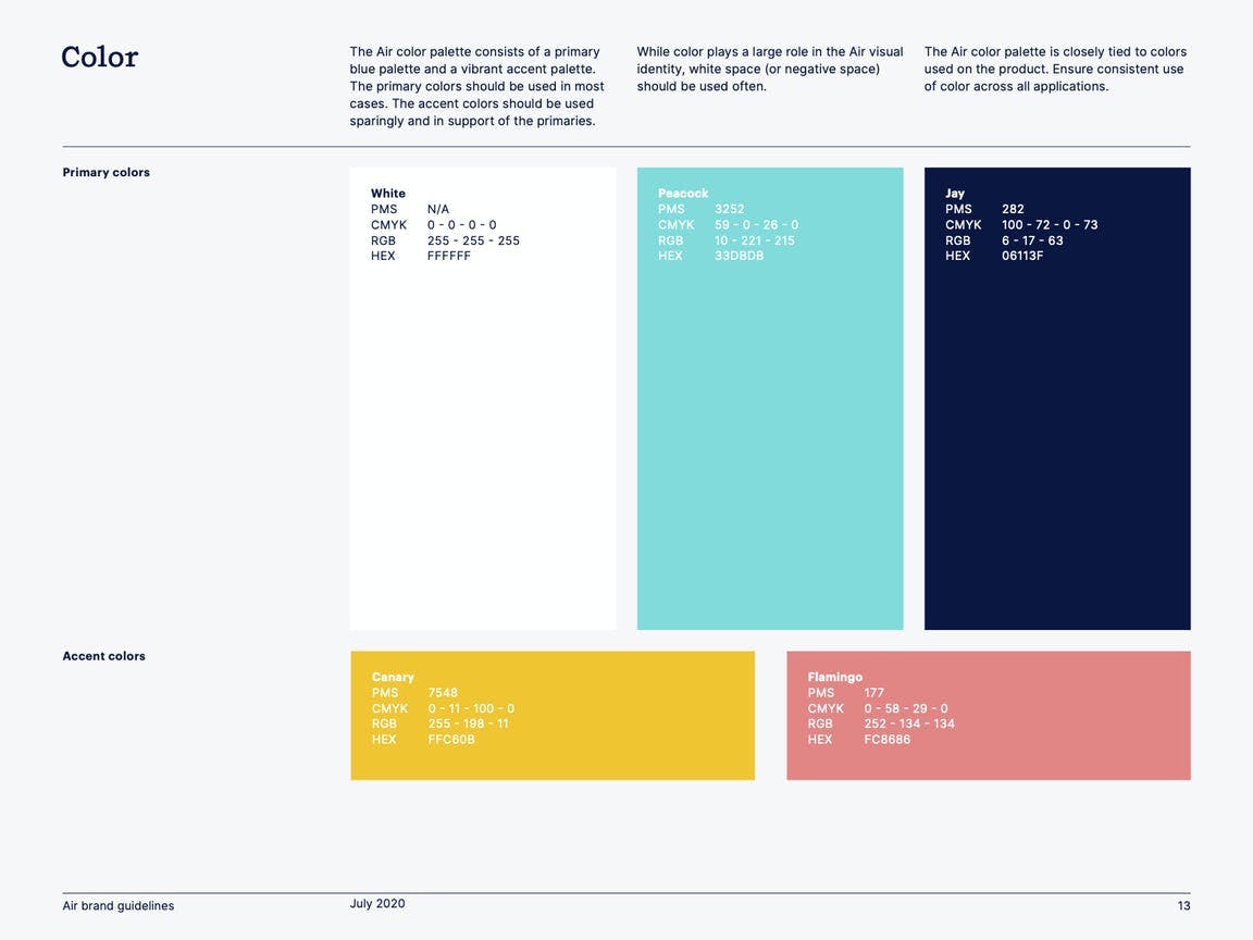 Air brand guidelines colors