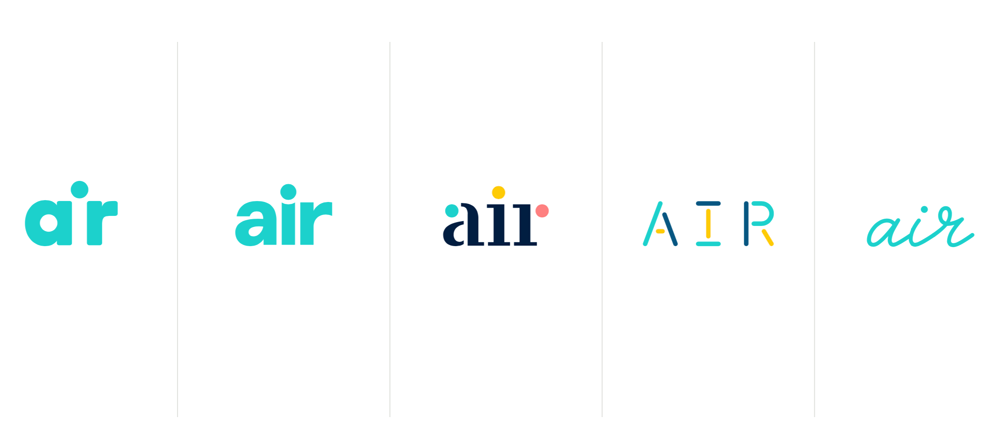 Different variations of the Air logo