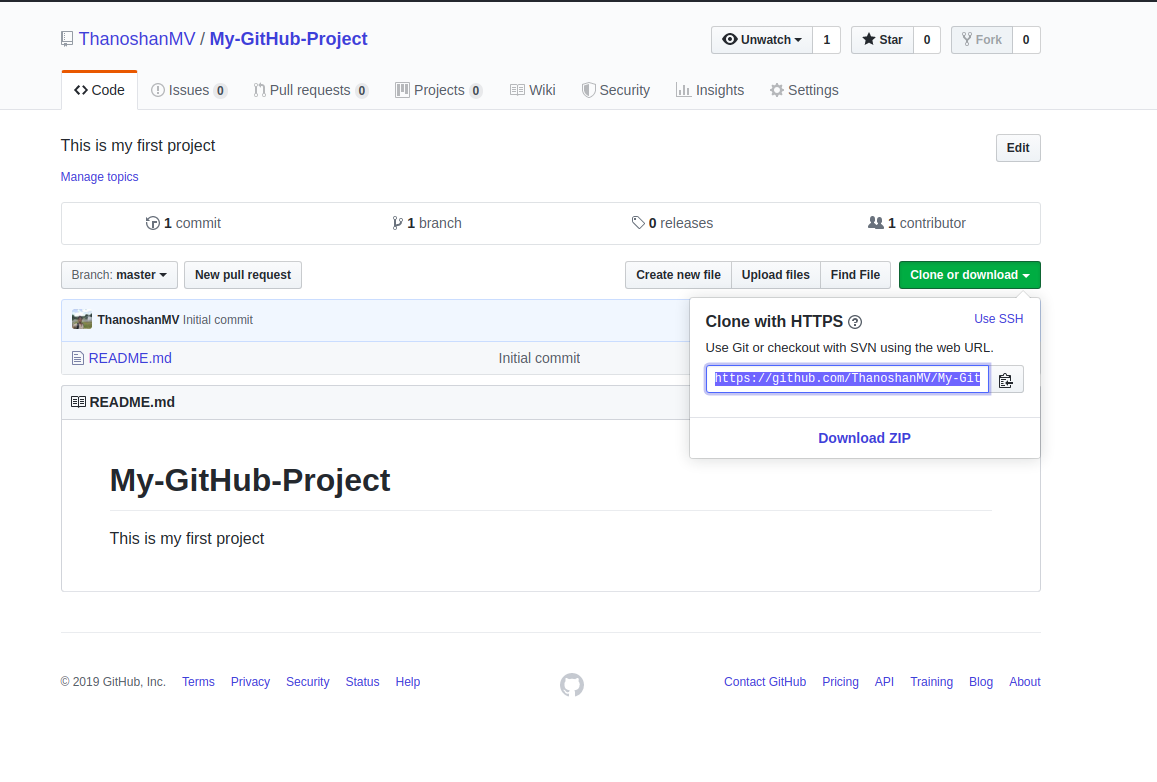 Example of a project in GitHub