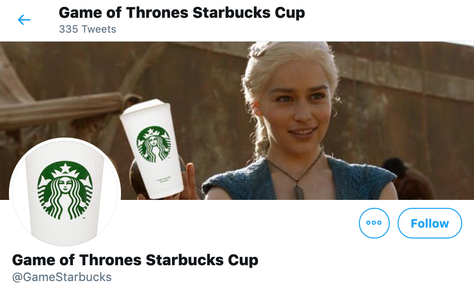 A new twitter account created in honor of the starbucks cup